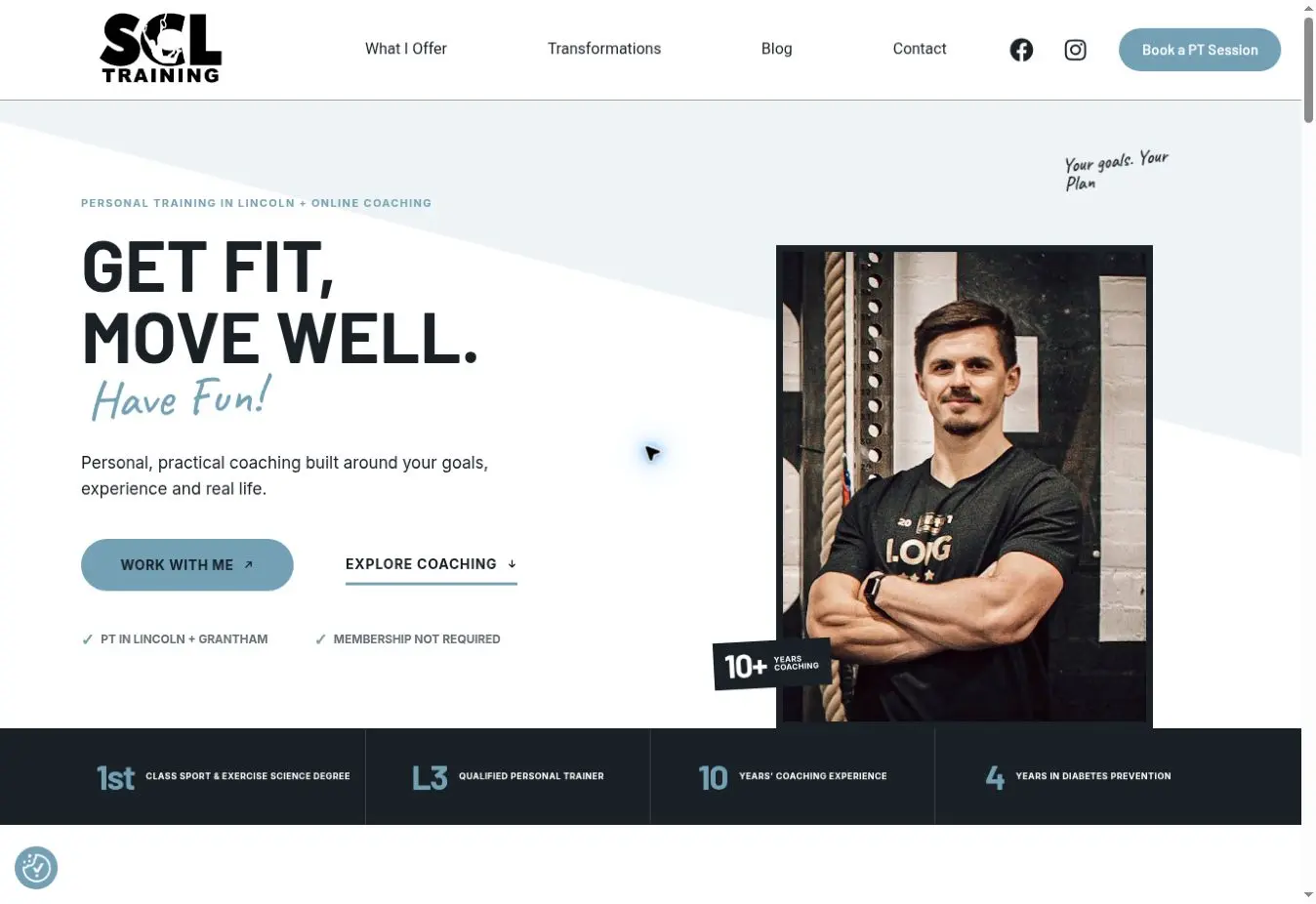 SCL Personal Training website designed by DS Media